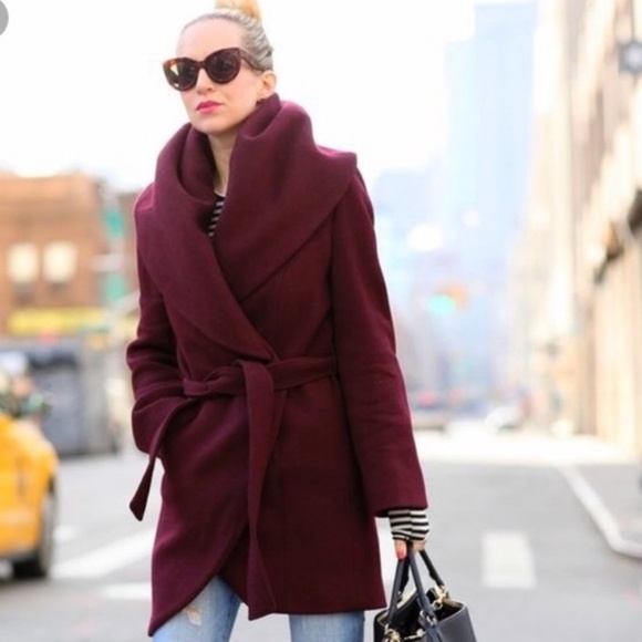 Tahari Marla Burgundy Wrap Coat - Picture 3 of 4